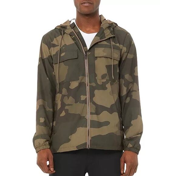 ALO YOGA Mens Camo Stride Jacket Mens Medium Green Hooded Full Zip Active